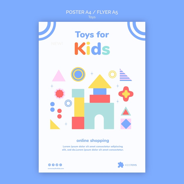 PSD vertical poster template for kids toys online shopping