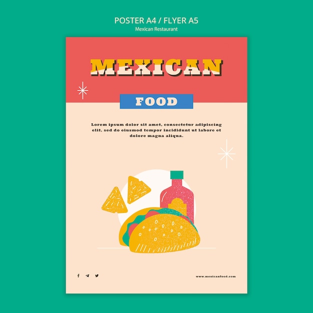 PSD vertical poster template for mexican food restaurant