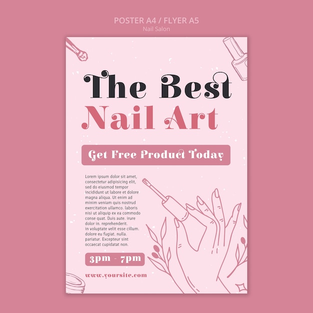 PSD vertical poster template for nail salon business