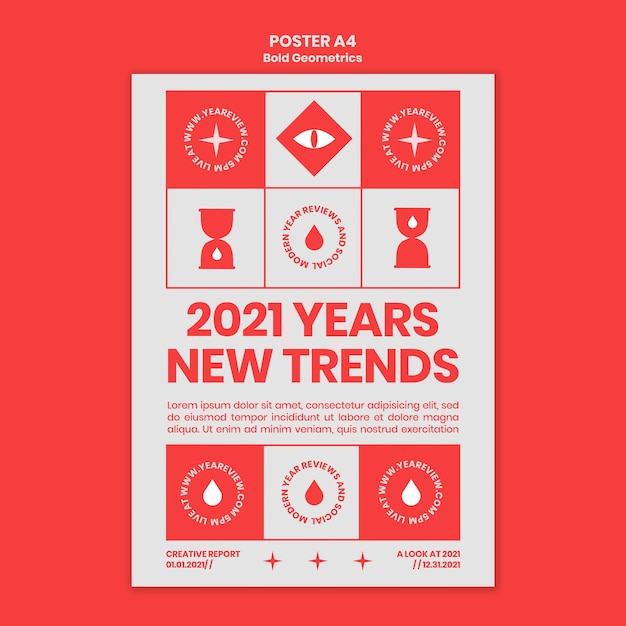 PSD vertical poster template for new year review and trends