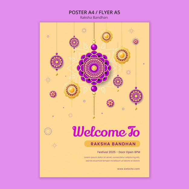 PSD modello di poster verticale per la celebrazione di raksha bandhan