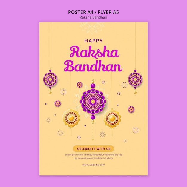 Modello di poster verticale per la celebrazione di raksha bandhan