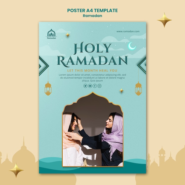 Modello di poster verticale per la celebrazione del ramadan