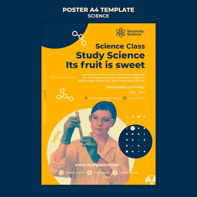 PSD vertical poster template for science class