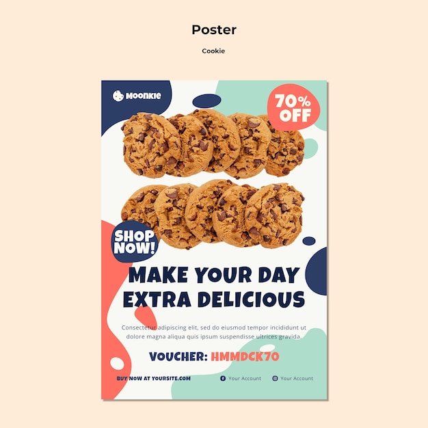 PSD modello di poster verticale con biscotti