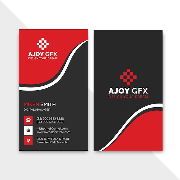 Vertical Red Business Card Design