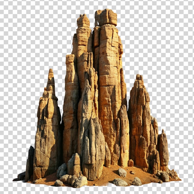 PSD vertical rock formation isolated on transparent background