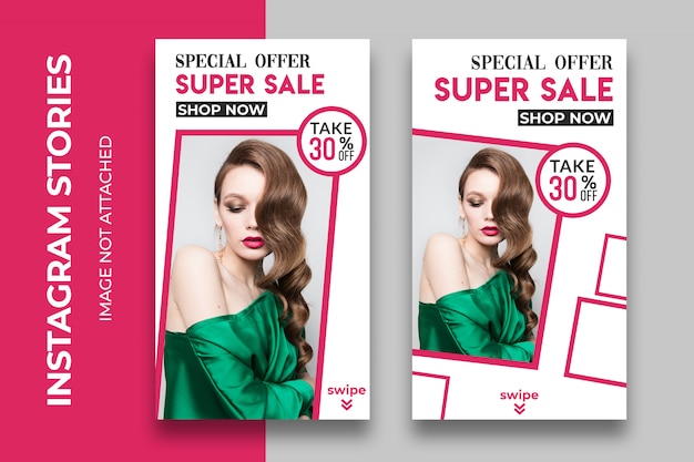 Vertical sale banner or instagram story template for fashion stores