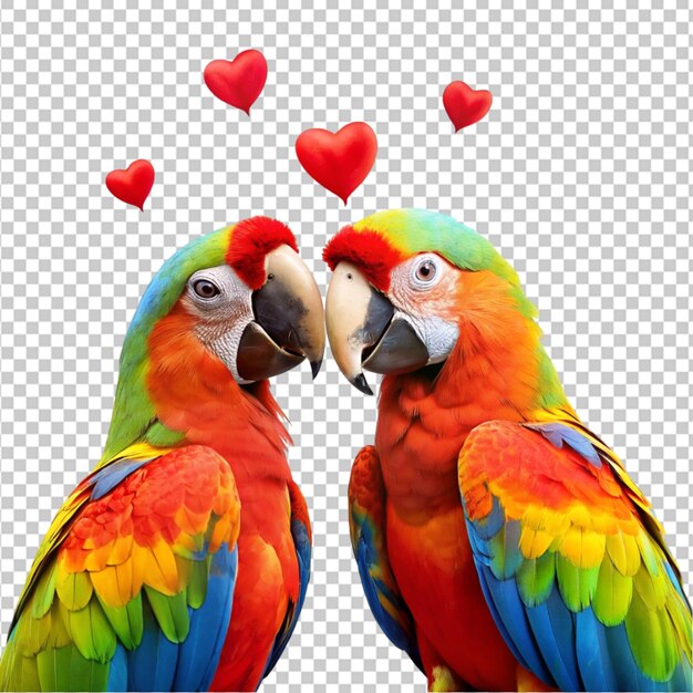 Colpo verticale di due pappagalli colorati appoggiati
