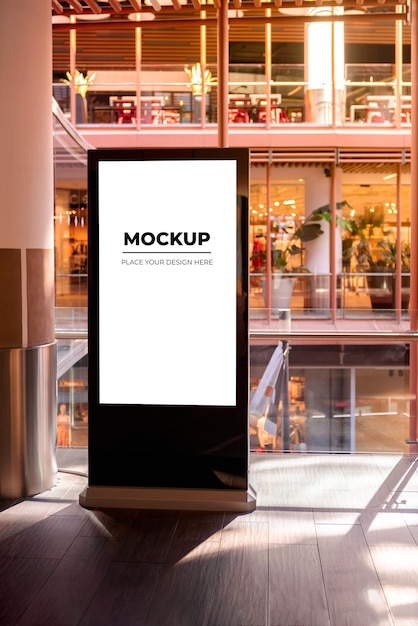 쇼핑몰 광고판 광고의 수직 기호 모형 Mock Up