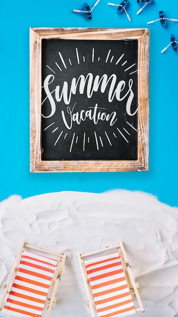 Vertical slate mockup with beach concept