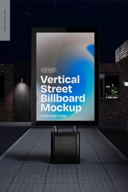 PSD vertical street billboard mockup front view