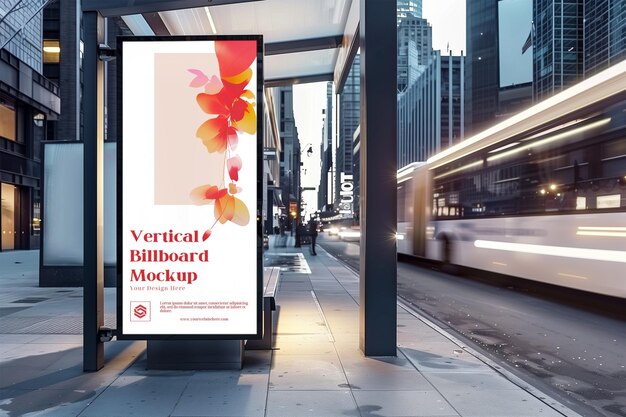 Vertical street billboard mockup