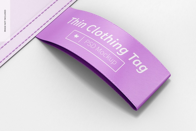 vertical thin clothing tag mockup, left view