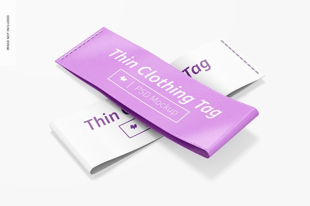 vertical thin clothing tags mockup