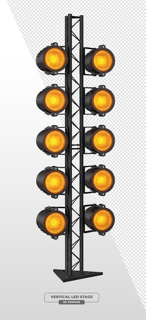 Verticale DualRow Truss met Amber Stage Spotlights in 3D Render