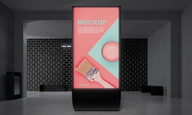 PSD verticale mockup met achtergrondverlichting