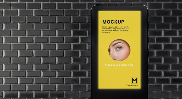 Verticale mockup met achtergrondverlichting
