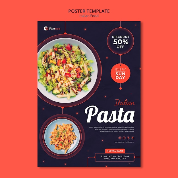 PSD verticale poster sjabloon voor italiaans eten restaurant