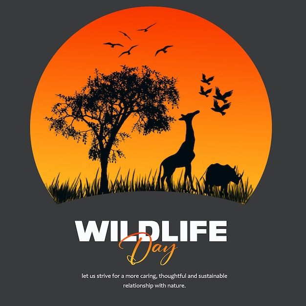 Verticale poster voor Wereldwilde Dierendag met dieren
