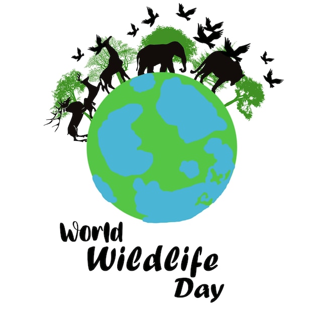 Verticale poster voor Wereldwilde Dierendag met dieren