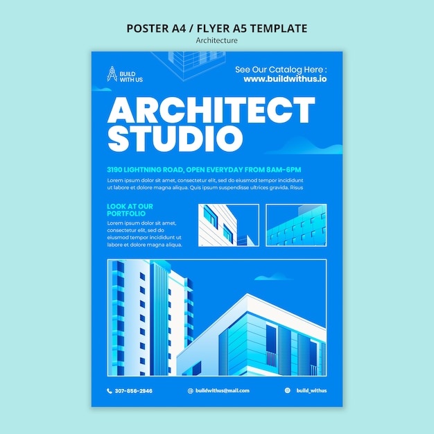 Verticale postersjabloon voor architectenstudio