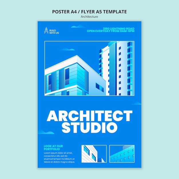 Verticale postersjabloon voor architectenstudio