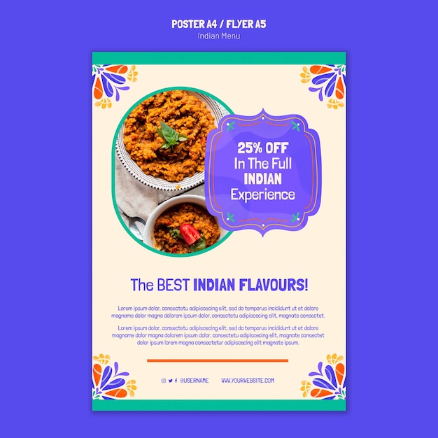 PSD verticale postersjabloon voor indiaas restaurant