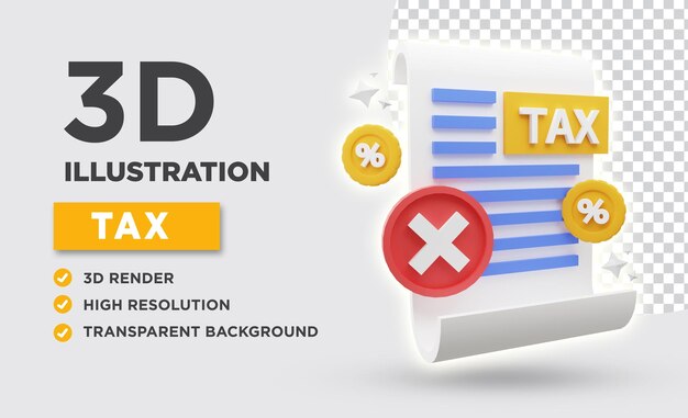 PSD verworpen belastingdocument 3d pictogram