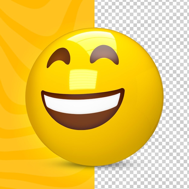 Очень счастливый 3d emoji, улыбающийся, глядя вверх