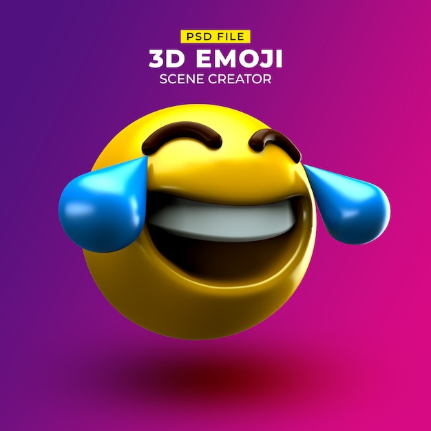 Very Happy 3D emoji with Face and Tears of Joy