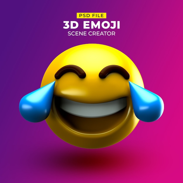 PSD emoji 3d molto felice con face and tears of joy