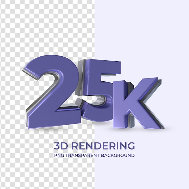 Very peri 25k followers 3d rendering isolated transparent background