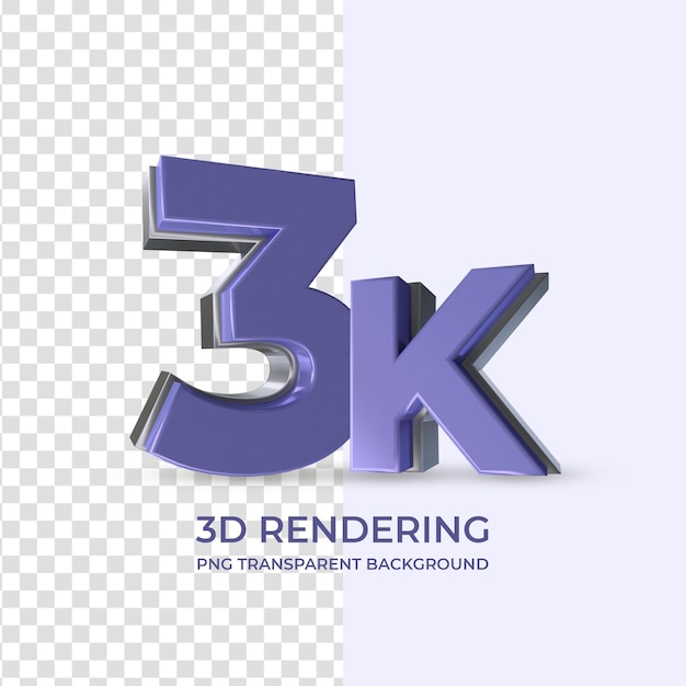 Very peri 3k followers 3d rendering isolated transparent background