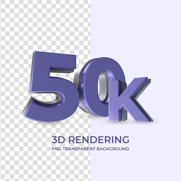 Very Peri 50K Followers 3d rendering isolated transparent background