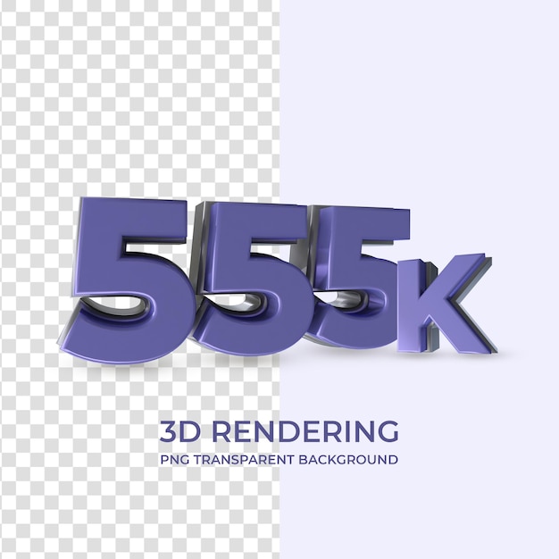 Very Peri 555K Followers 3d rendering isolated transparent background