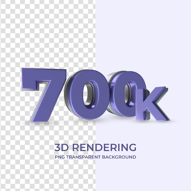 Molto peri 700k followers 3d rendering isolato sfondo trasparente