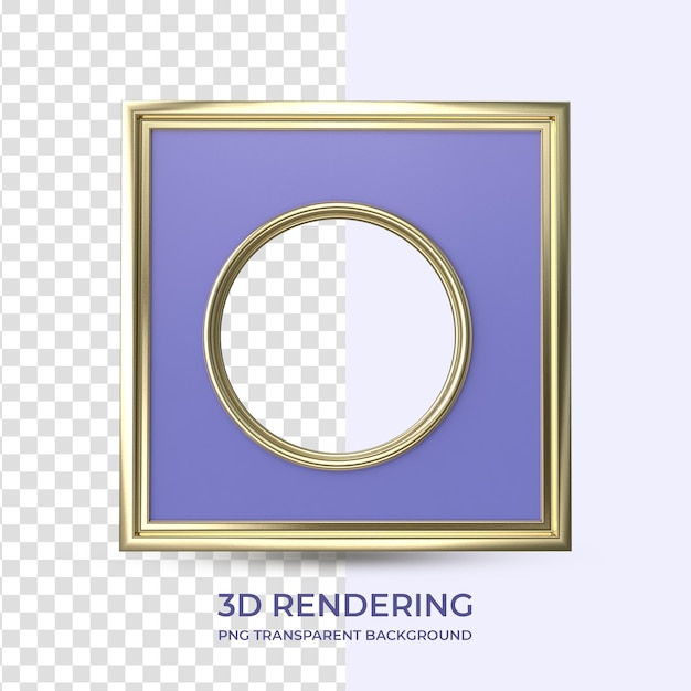 PSD molto peri e gold frame 3d rendering isolato sfondo trasparente