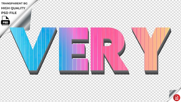 Very typography rainbow colorful text texture psd transparent