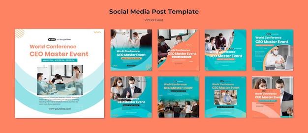 PSD verzameling instagram-posts voor ceo master-evenementconferentie