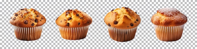 Verzameling smakelijke muffins geïsoleerd op een transparante achtergrond