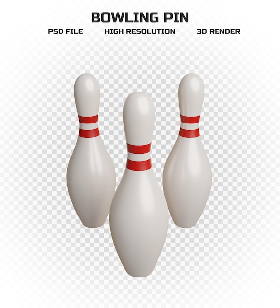 Verzameling van 3d render zwarte bowling pinnen met rode strepen in hoge resolutie