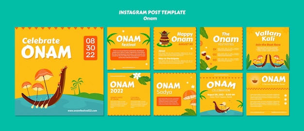 Verzameling van instagram-berichten voor onam-viering