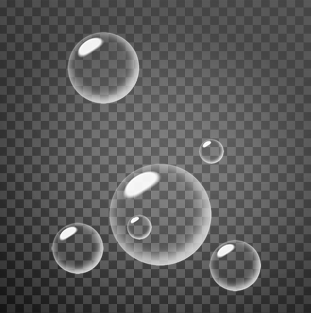 verzameling van realistische zeepbellen bubbels bevinden zich op een doorzichtige achtergrond