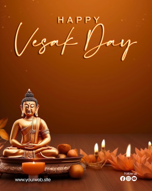 PSD vesak day celebration poster template design