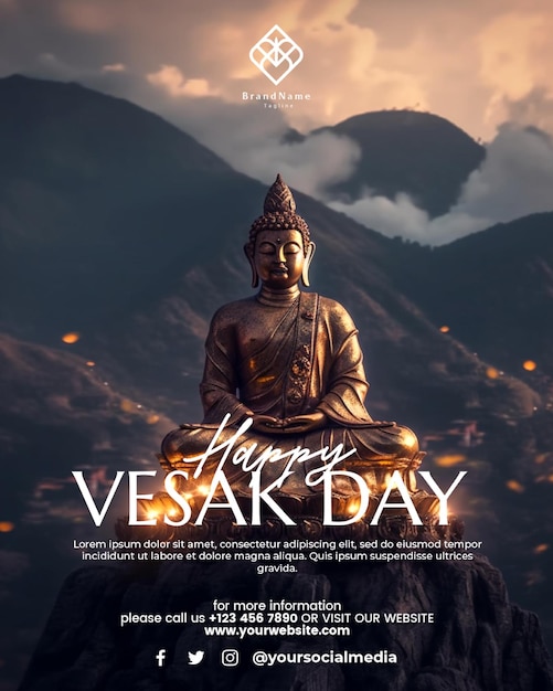 PSD vesak day social media post template