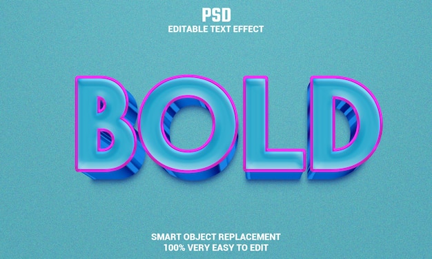 Vet 3d bewerkbaar teksteffect met achtergrond Premium Psd