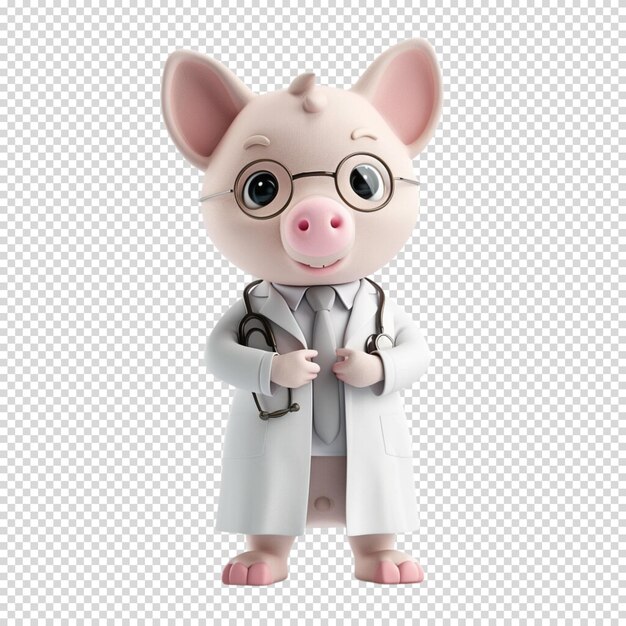 PSD vet or animal doctor and animal isolated on transparent background
