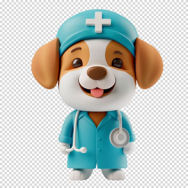 Vet or animal doctor and animal isolated on transparent background