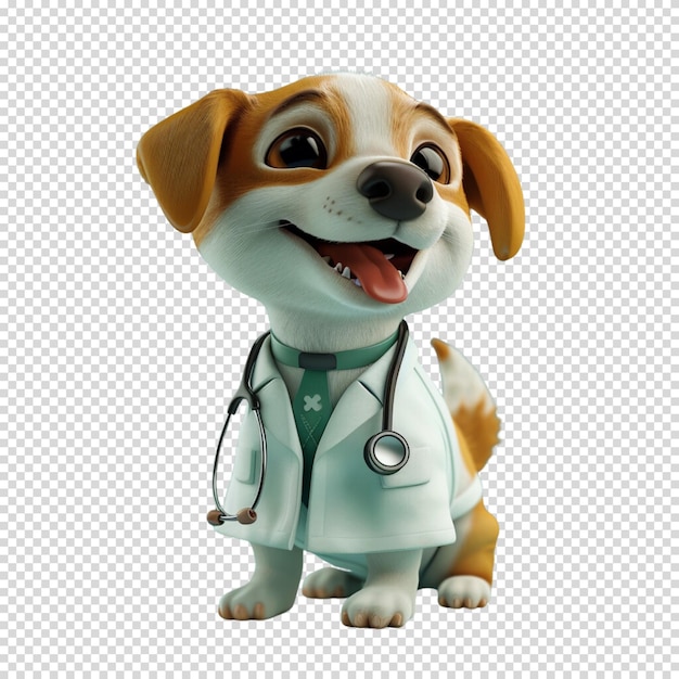 PSD vet or animal doctor and animal isolated on transparent background